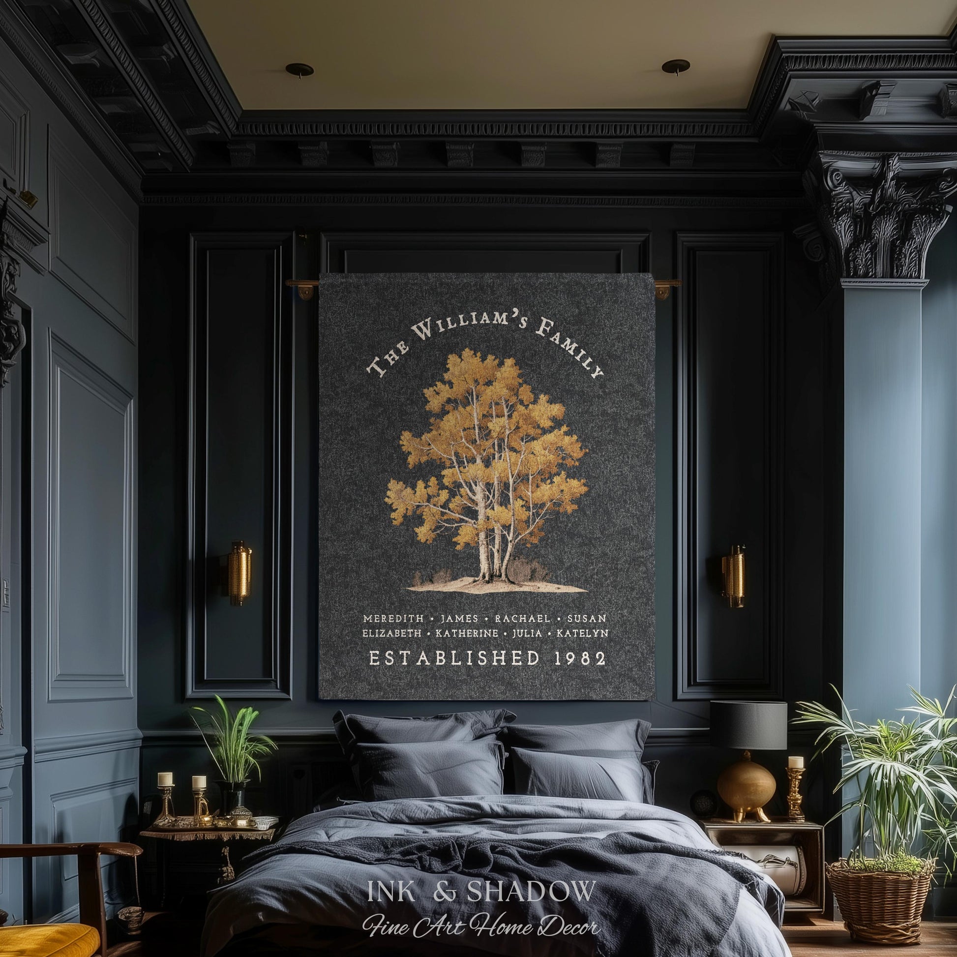 Custom Family Name Blanket Woven | Family Tree Wall Art Blanket Custom Family Gift Sentimental Gift for Mom Personalized Heritage Blanket |