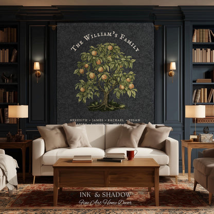 Peach Tree Family Name Blanket | Customized Family Tree Blanket Custom Family Gift Sentimental Gift for Mom Personalized Family Name Gift |