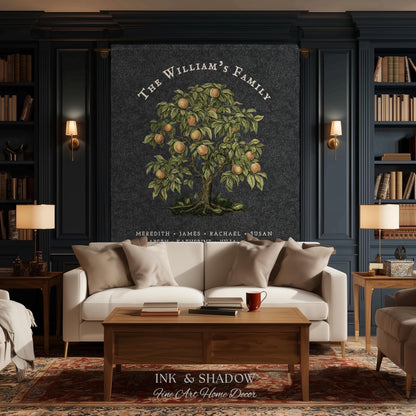 Peach Tree Family Name Blanket | Customized Family Tree Blanket Custom Family Gift Sentimental Gift for Mom Personalized Family Name Gift |
