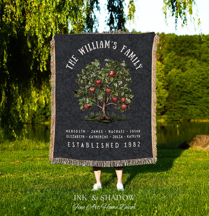Apple Tree Custom Family Blanket | Family Tree Wall Art Blanket Custom Family Gift Sentimental Gift for Mom Personalized Family Name Gift |