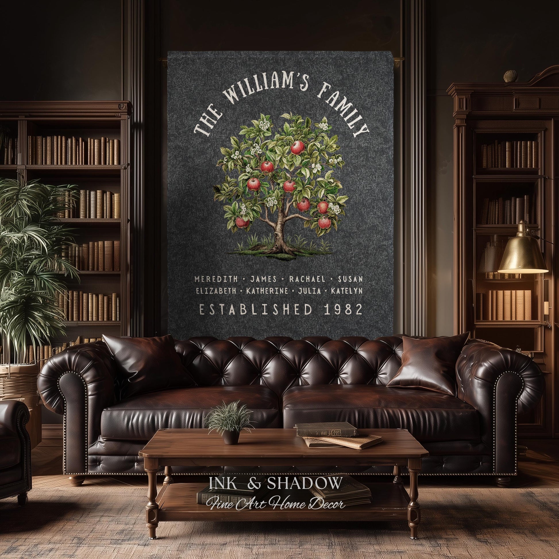 Apple Tree Custom Family Blanket | Family Tree Wall Art Blanket Custom Family Gift Sentimental Gift for Mom Personalized Family Name Gift |