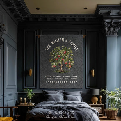 Apple Tree Custom Family Blanket | Family Tree Wall Art Blanket Custom Family Gift Sentimental Gift for Mom Personalized Family Name Gift |