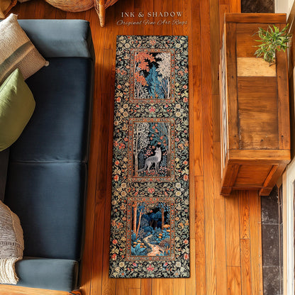 Rustic Scandinavian Home Accent Rug | Boho Woodland Room Decor Whimsical Cottagecore Elegance Homey Aesthetic Magical Nature Inspired Room