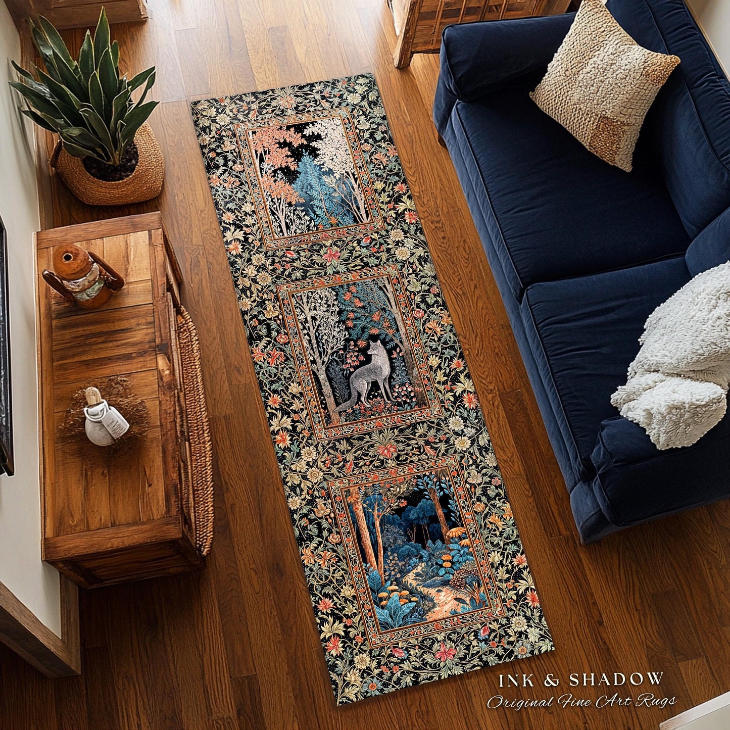 Rustic Scandinavian Home Accent Rug | Boho Woodland Room Decor Whimsical Cottagecore Elegance Homey Aesthetic Magical Nature Inspired Room