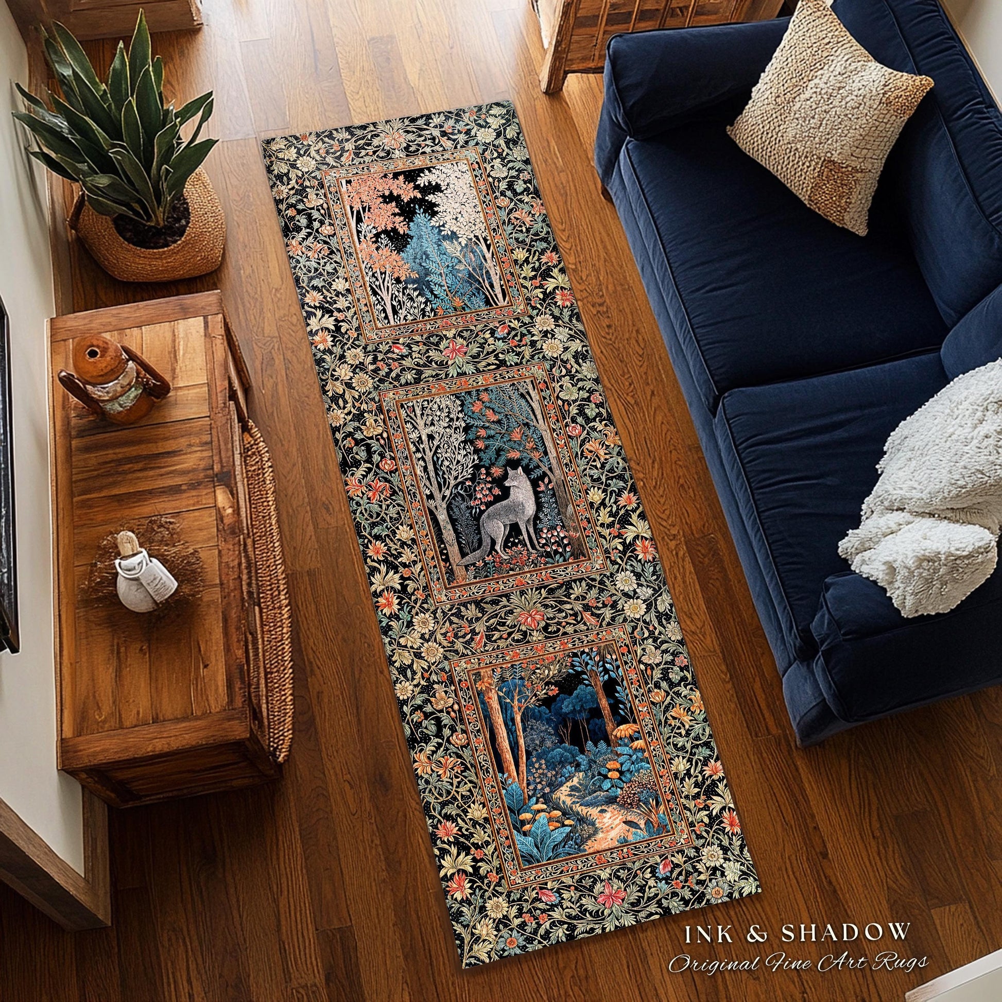 Rustic Scandinavian Home Accent Rug | Boho Woodland Room Decor Whimsical Cottagecore Elegance Homey Aesthetic Magical Nature Inspired Room