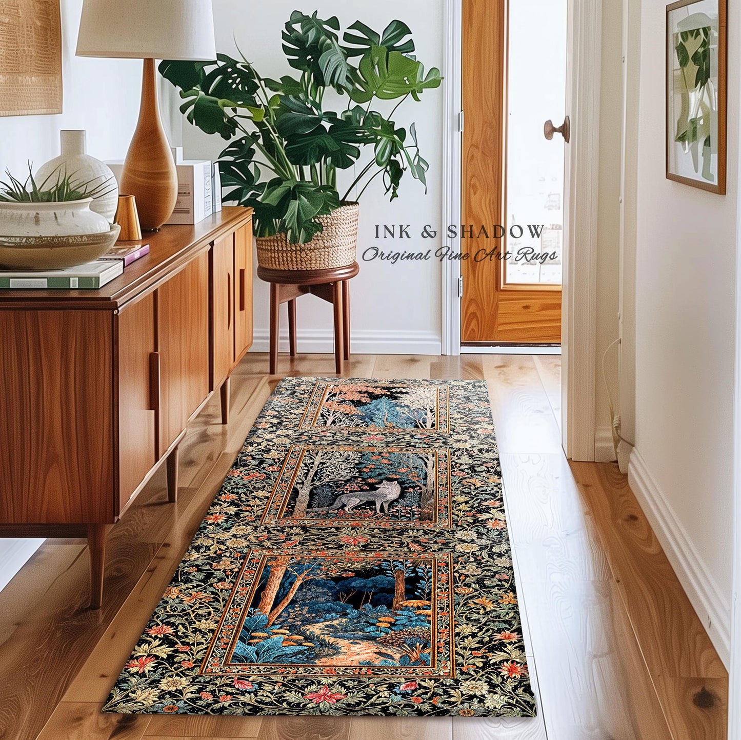Rustic Scandinavian Home Accent Rug | Boho Woodland Room Decor Whimsical Cottagecore Elegance Homey Aesthetic Magical Nature Inspired Room