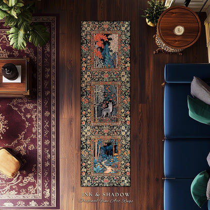 Rustic Scandinavian Home Accent Rug | Boho Woodland Room Decor Whimsical Cottagecore Elegance Homey Aesthetic Magical Nature Inspired Room