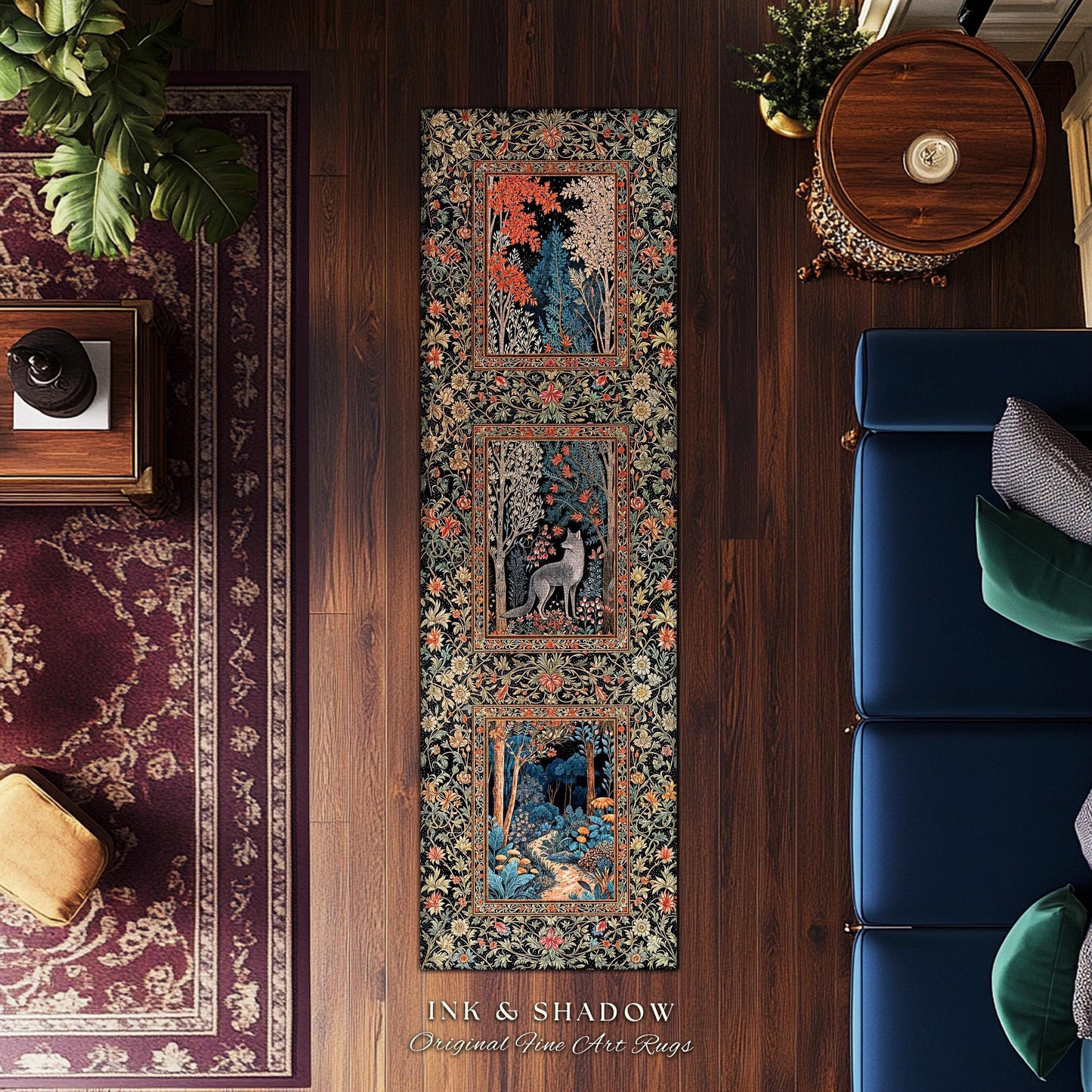 Rustic Scandinavian Home Accent Rug | Boho Woodland Room Decor Whimsical Cottagecore Elegance Homey Aesthetic Magical Nature Inspired Room