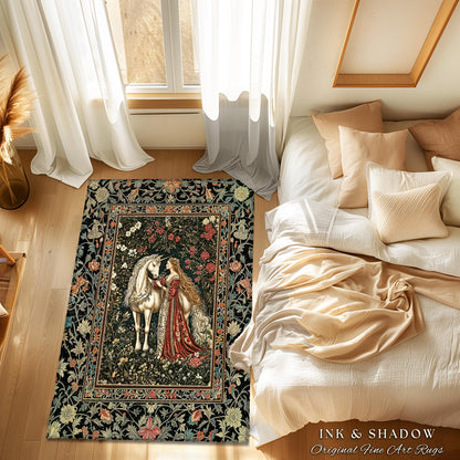 Gothic Romance Storybook Cozy Area Rug | Dark Academia Fairytale Home Accent Medieval Coquette Cottagecore Dreamy Regal Bedroom Decor Boho