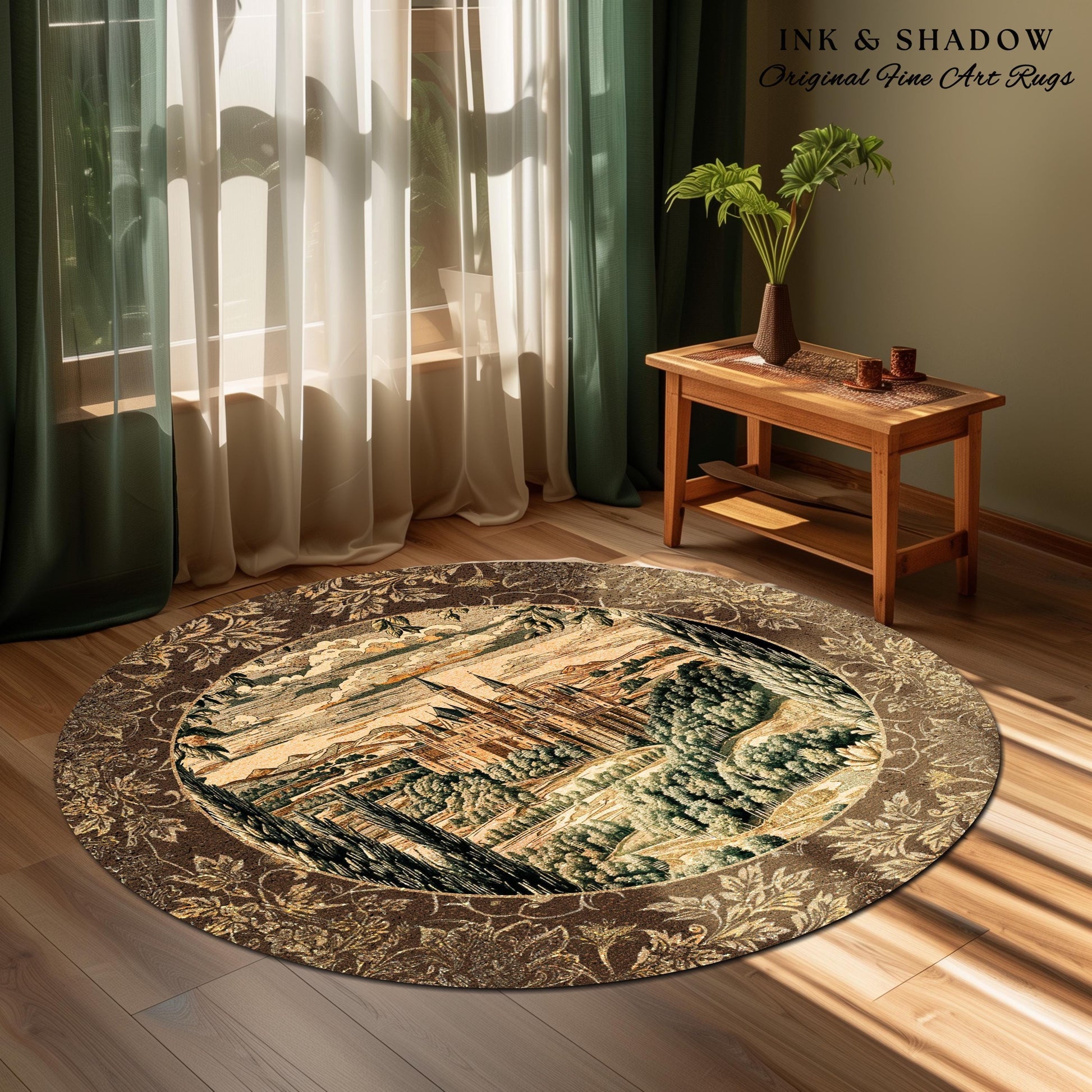 Romantic Victorian Botanical Accent Rug | Medieval Woodland Fairytale Castle Whimsigothic Folklore Romantic Princesscore Victorian Artwork