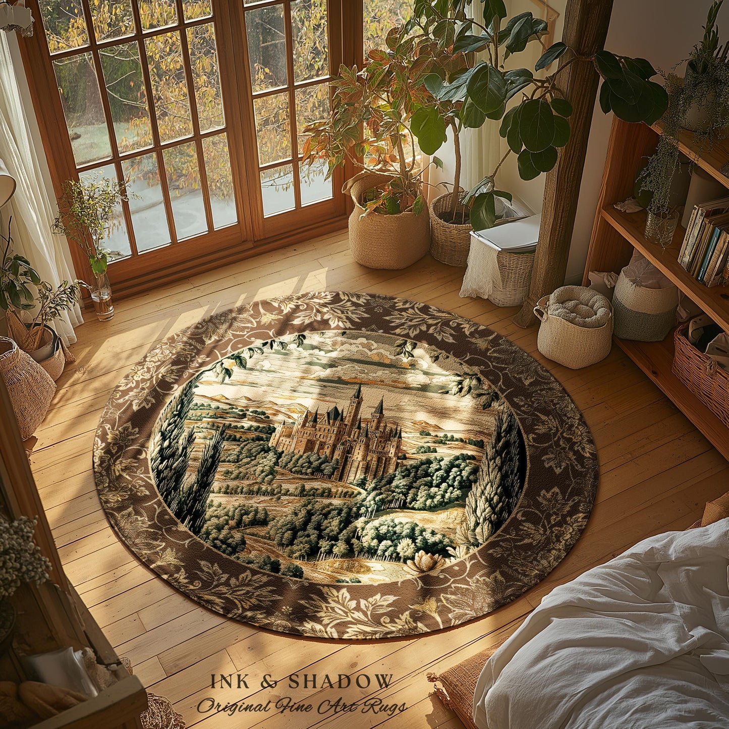 Romantic Victorian Botanical Accent Rug | Medieval Woodland Fairytale Castle Whimsigothic Folklore Romantic Princesscore Victorian Artwork