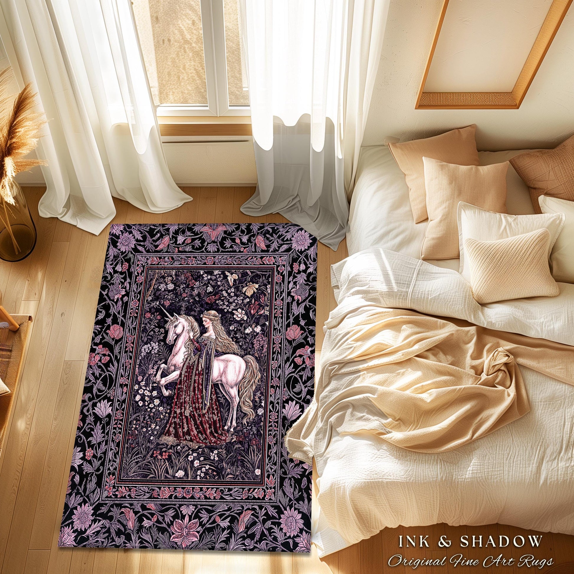 Pastel Whimsical Medieval Accent Rug | Enchanted Cottagecore Home Decor Romantic Goth Princess Bedroom Fairytale Regal Coquette Decor Boho |