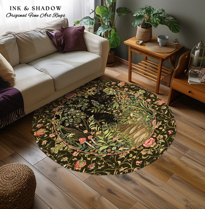 Toadstool Forest Mystical Mushroom Rug | Dark Academia Folklore Forest Inspired Fairycore Botanical Aesthetic Accent Rug Magical Medieval