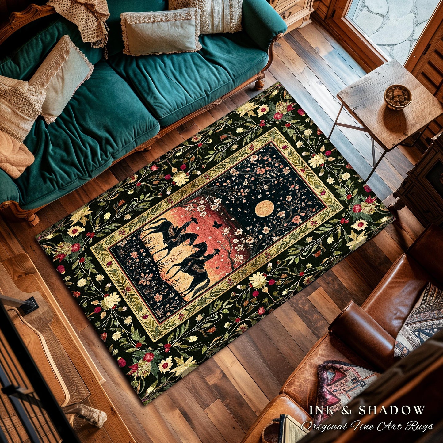 Moonlit Cowboy Rustic Area Rug | Boho Western Cowgirl Ethereal Farmhouse Decor Southwestern Nursery Theme Horse Lover Ethereal Bohemian Rug