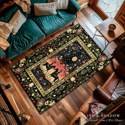 Moonlit Cowboy Rustic Area Rug | Boho Western Cowgirl Ethereal Farmhouse Decor Southwestern Nursery Theme Horse Lover Ethereal Bohemian Rug
