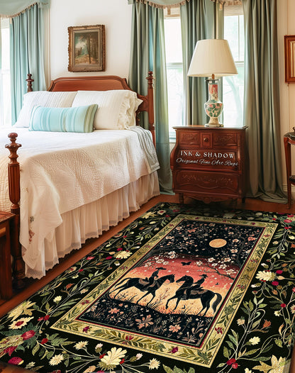 Moonlit Cowboy Rustic Area Rug | Boho Western Cowgirl Ethereal Farmhouse Decor Southwestern Nursery Theme Horse Lover Ethereal Bohemian Rug