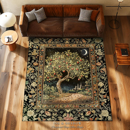Starlit Storybook Tree Area Rug | Dreamy Bedroom Decor Folklore Castle Garden Magic Moody Celestial Home Decor Folklore Home Accent Bohemian