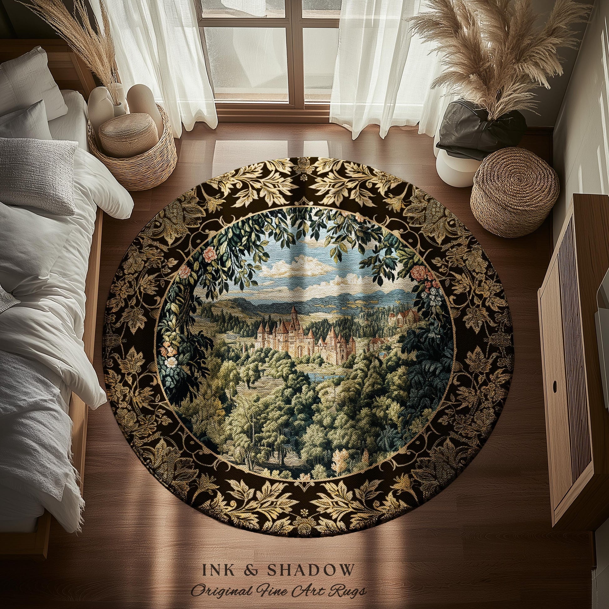Fantasy Castle Botanical Area Rug | Fairycore Princess Bedroom Woodland Moody Medieval Woodland Fairytale Whimsy Whimsigothic Home Decor |