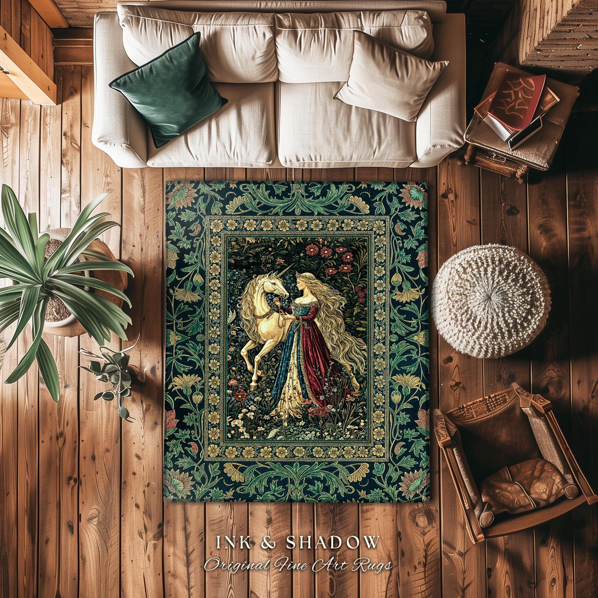Rich Rococo Fairytale Home Accent Rug | Mystical Gothic Romance Aesthetic Regal Princesscore Bedroom Area Rug Cottagecore Renaissance Decor