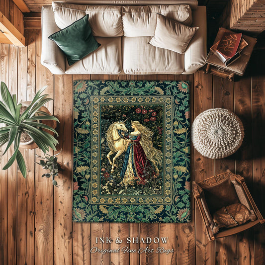 Rich Rococo Fairytale Home Accent Rug | Mystical Gothic Romance Aesthetic Regal Princesscore Bedroom Area Rug Cottagecore Renaissance Decor