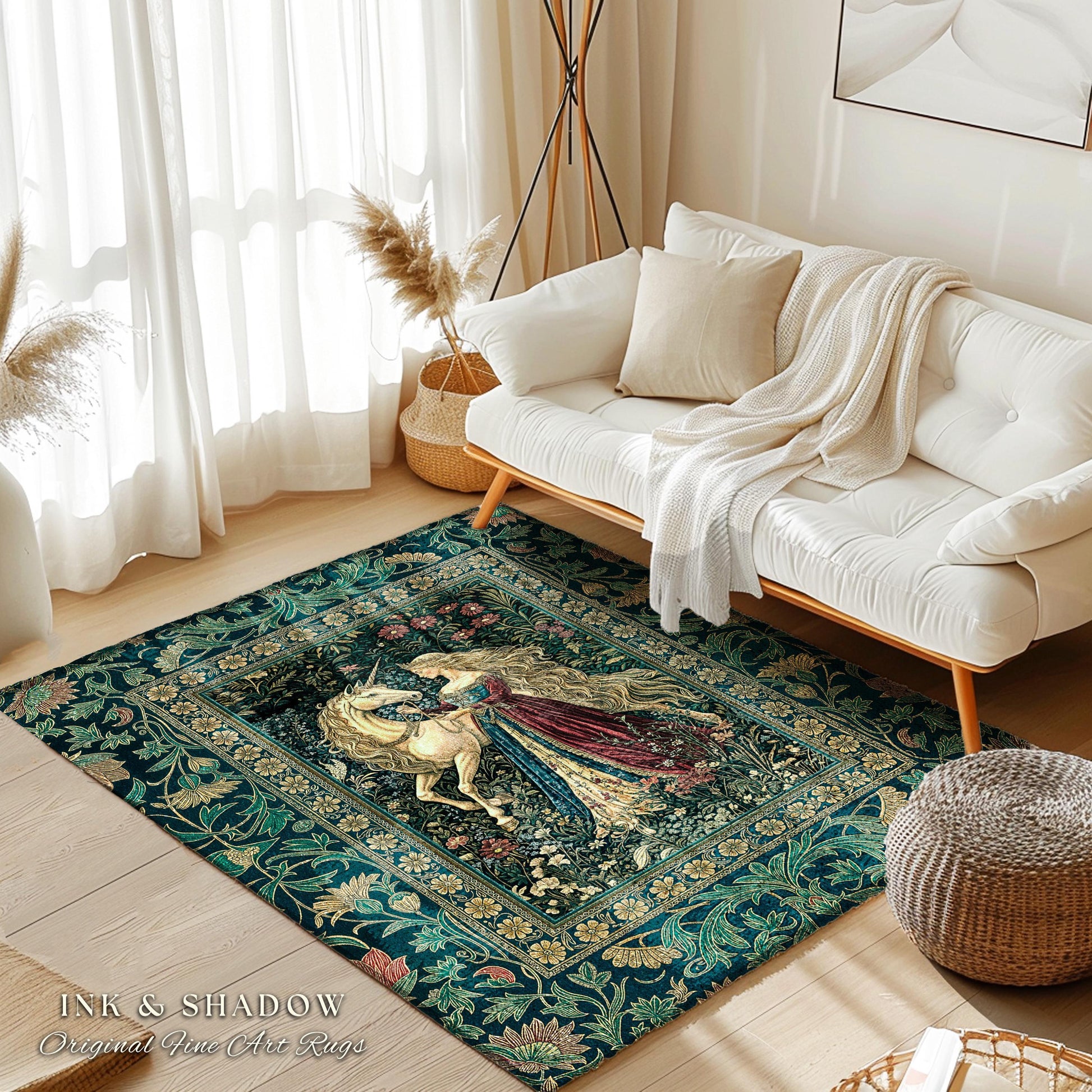 Rich Rococo Fairytale Home Accent Rug | Mystical Gothic Romance Aesthetic Regal Princesscore Bedroom Area Rug Cottagecore Renaissance Decor