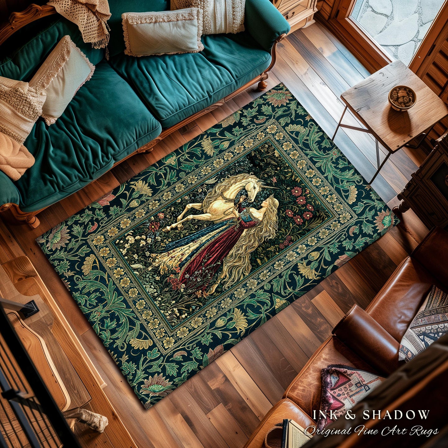 Rich Rococo Fairytale Home Accent Rug | Mystical Gothic Romance Aesthetic Regal Princesscore Bedroom Area Rug Cottagecore Renaissance Decor