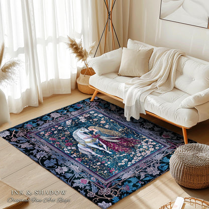Rococo Enchanted Forest Accent Rug | Rustic Fairytale Bedroom Baroque Elegance Medieval Area Rug Home Decor Romance Gothic Aesthetic Purple