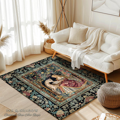 Royal Fairytale Botanical Area Rug | Rococo Storybook Decor Cottagecore Medieval Romance Princesscore Home Decor Accent Gothic Bedroom Boho