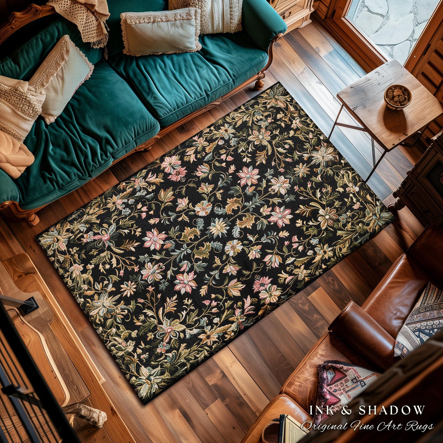 Pastel Baroque Floral Fairycore Rug | Soft Cottagecore Whimsical Wildflower Decor Vintage Fairytale Aesthetic Romantic Victorian Accent Art