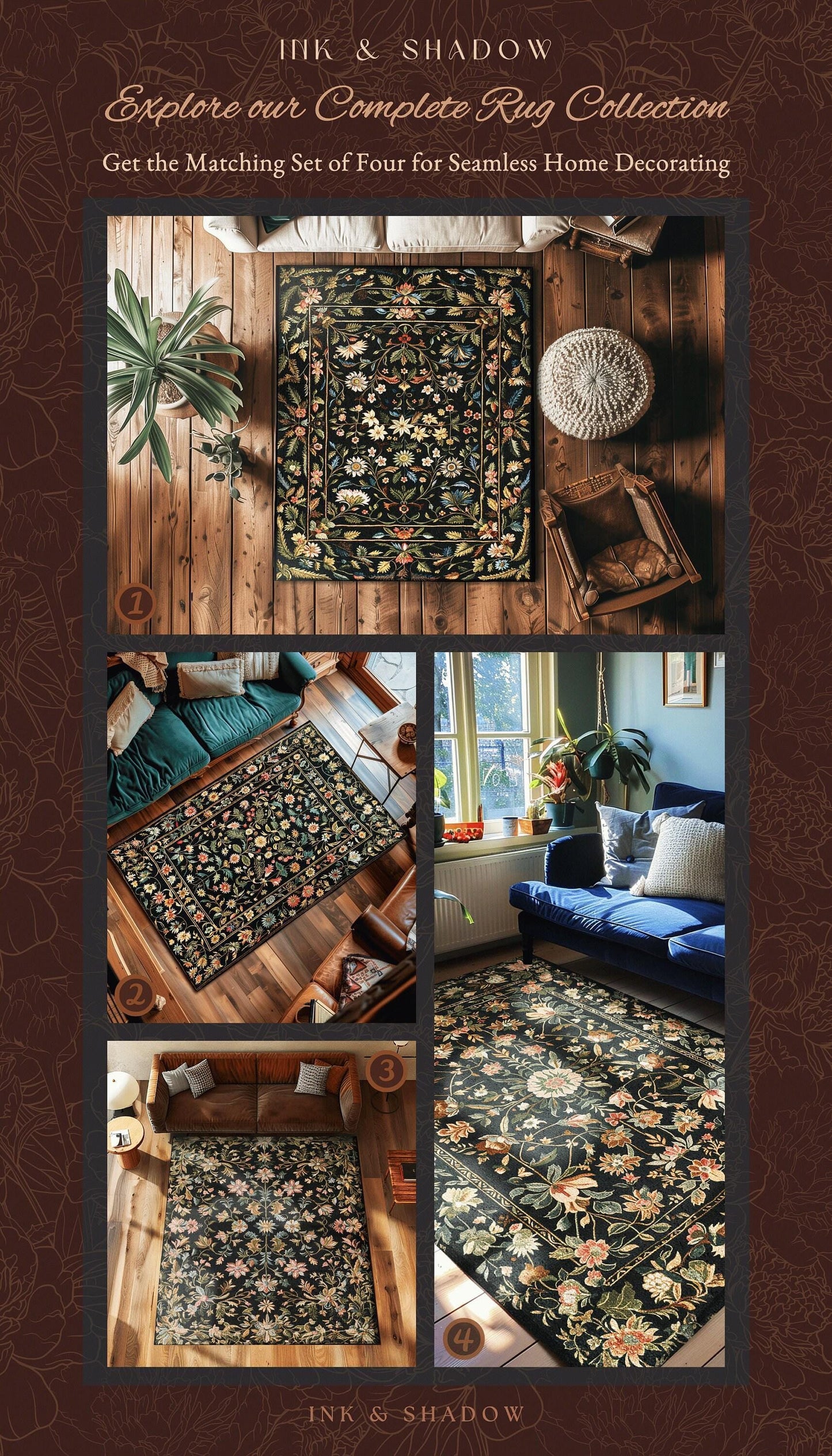Pastel Baroque Floral Fairycore Rug | Soft Cottagecore Whimsical Wildflower Decor Vintage Fairytale Aesthetic Romantic Victorian Accent Art