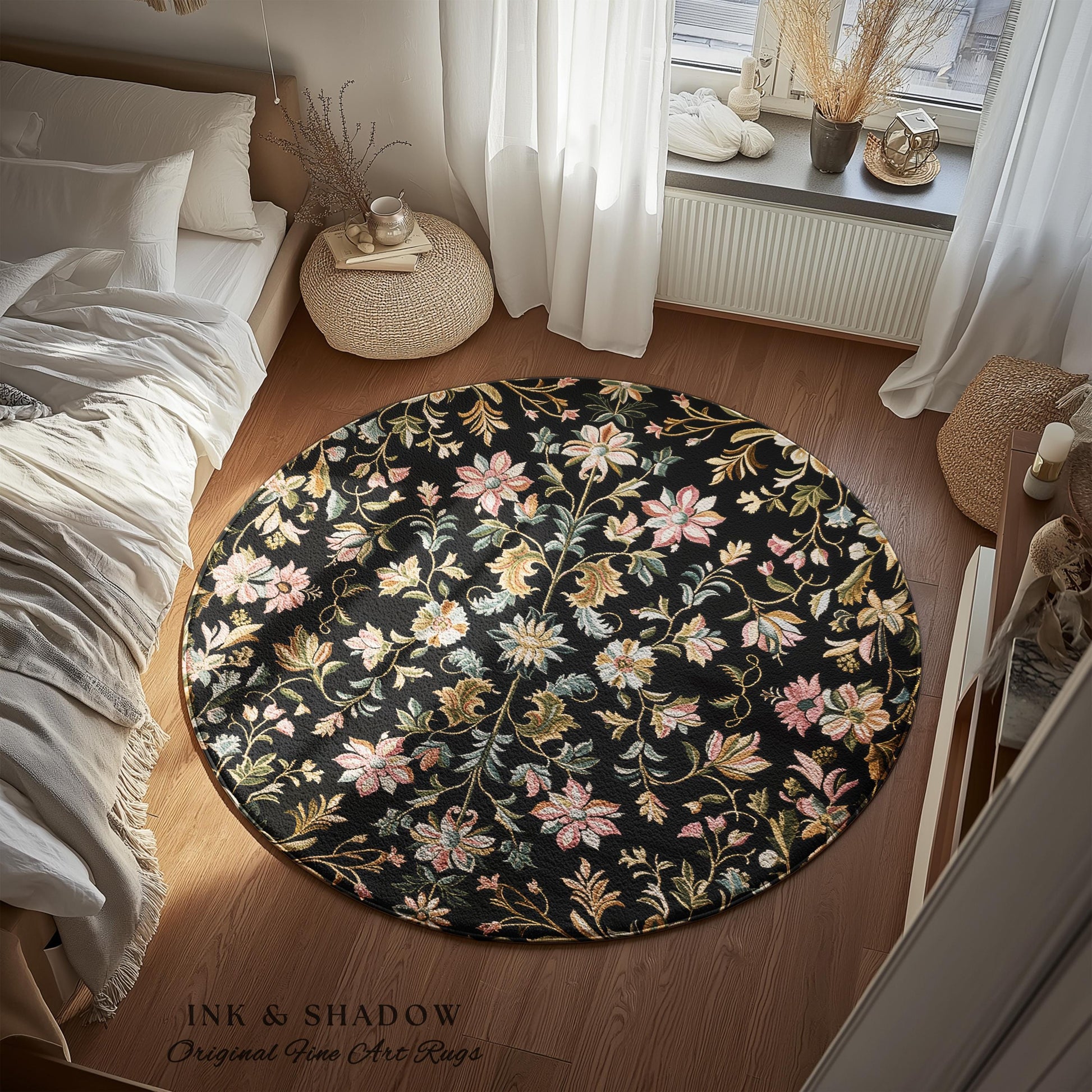 Pastel Baroque Floral Fairycore Rug | Soft Cottagecore Whimsical Wildflower Decor Vintage Fairytale Aesthetic Romantic Victorian Accent Art