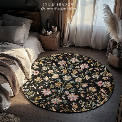 Pastel Baroque Floral Fairycore Rug | Soft Cottagecore Whimsical Wildflower Decor Vintage Fairytale Aesthetic Romantic Victorian Accent Art