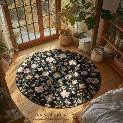 Pastel Baroque Floral Fairycore Rug | Soft Cottagecore Whimsical Wildflower Decor Vintage Fairytale Aesthetic Romantic Victorian Accent Art