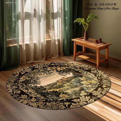 Medieval Meadow Area Rug | Rustic Fairytale Castle Landscape Woodland Fairy Folklore Princesscore Aesthetic Mystic Victorian Floral Accent
