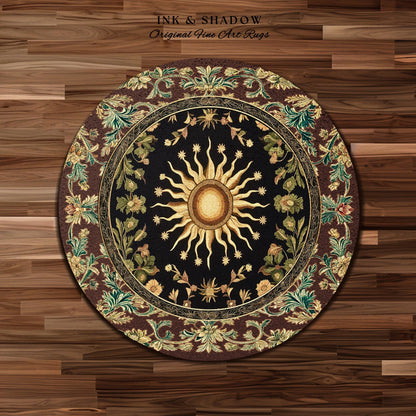 Ethereal Energy Celestial Bedroom Rug | Mystic Boho Maximalist Astrology Inspired Witchy Sun and Moon Gothic Tarot Aesthetic Enchanted Decor