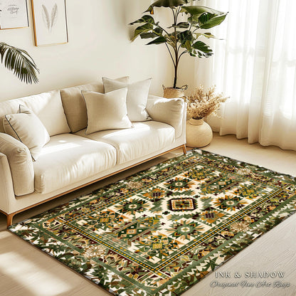 Desert Inspired Accent Rug | Warm Neutral Pattern Modern Boho Look Earthy Interior Soft Lines Muted Color Area Rug Faded Midcentury Appeal