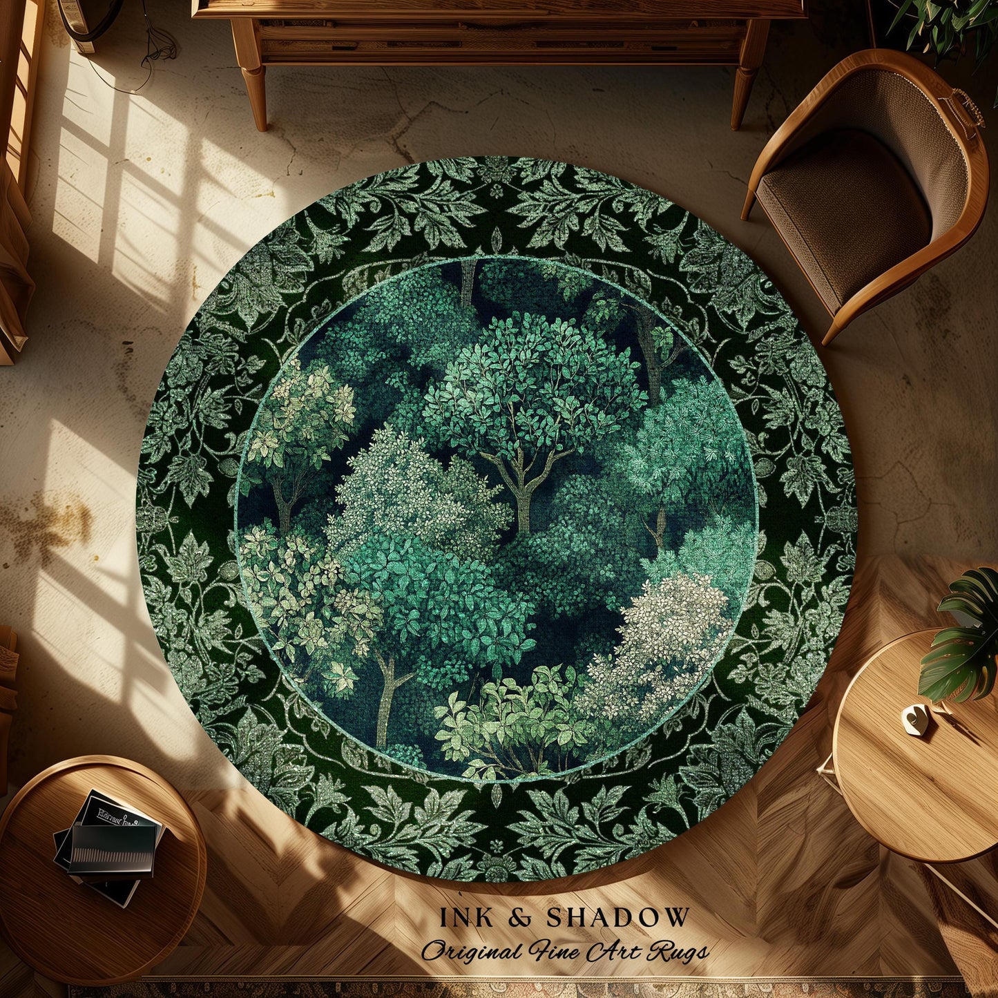 Verdant Greenery Botanical Area Rug | Woodland Magical Aesthetic Living Room Green Home Decor Plant Loving Bedroom Plan Gift Emerald Teal |