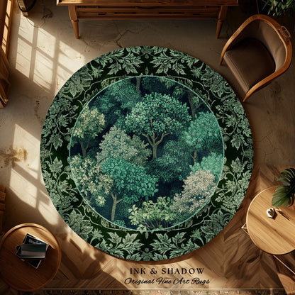 Verdant Greenery Botanical Area Rug | Woodland Magical Aesthetic Living Room Green Home Decor Plant Loving Bedroom Plan Gift Emerald Teal |