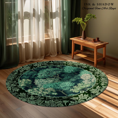 Verdant Greenery Botanical Area Rug | Woodland Magical Aesthetic Living Room Green Home Decor Plant Loving Bedroom Plan Gift Emerald Teal |