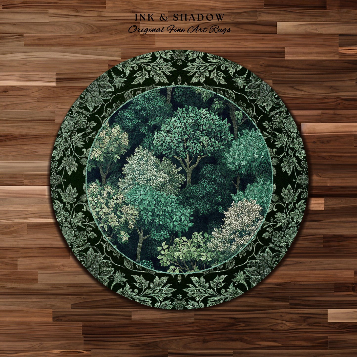 Verdant Greenery Botanical Area Rug | Woodland Magical Aesthetic Living Room Green Home Decor Plant Loving Bedroom Plan Gift Emerald Teal |