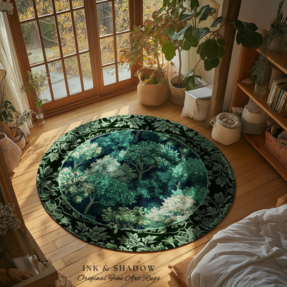 Verdant Greenery Botanical Area Rug | Woodland Magical Aesthetic Living Room Green Home Decor Plant Loving Bedroom Plan Gift Emerald Teal |