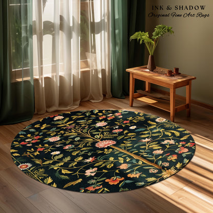Boho Scandinavian Floral Area Rug | Wildflower Aesthetic Danish Pastel Home Decor Rustic Housewarming Gift Dark Academia Bedroom Folklore |