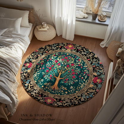 Blooming Roses Romantic Rococo Area Rug | Vintage Botanical Accent Rug Ornate Border Victorian Folk Art Medieval Maximalist Room Decor |