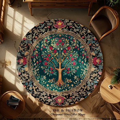 Blooming Roses Romantic Rococo Area Rug | Vintage Botanical Accent Rug Ornate Border Victorian Folk Art Medieval Maximalist Room Decor |