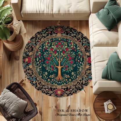 Blooming Roses Romantic Rococo Area Rug | Vintage Botanical Accent Rug Ornate Border Victorian Folk Art Medieval Maximalist Room Decor |