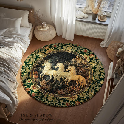 Fairytale Theme Moonlit Ethereal Rug | Unicorn Royalcore Accent Rug Castle Aesthetic Dreamy Bedroom Baroque Home Accent Gothic Art Area Rug