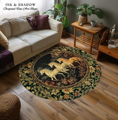 Fairytale Theme Moonlit Ethereal Rug | Unicorn Royalcore Accent Rug Castle Aesthetic Dreamy Bedroom Baroque Home Accent Gothic Art Area Rug