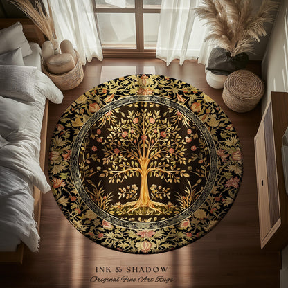 Baroque Forest Whimsical Accent Rug | Ornate Botanical Design Gothic Cottagecore Decor Romantic Fairycore Vintage Floral Bedroom Carpet |