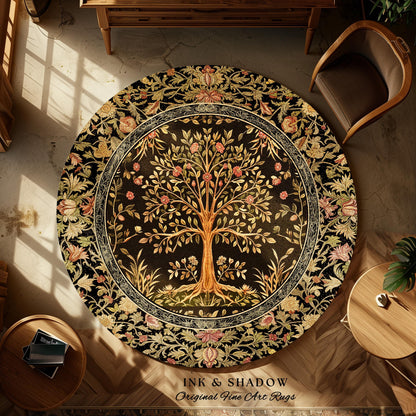 Baroque Forest Whimsical Accent Rug | Ornate Botanical Design Gothic Cottagecore Decor Romantic Fairycore Vintage Floral Bedroom Carpet |