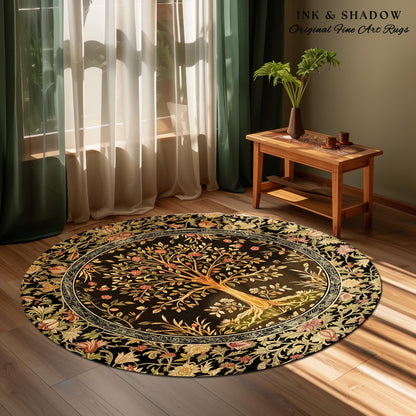 Baroque Forest Whimsical Accent Rug | Ornate Botanical Design Gothic Cottagecore Decor Romantic Fairycore Vintage Floral Bedroom Carpet |